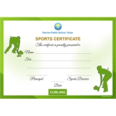 School Sports Award Certificate Curling A4 Size | Use on Laser Printer